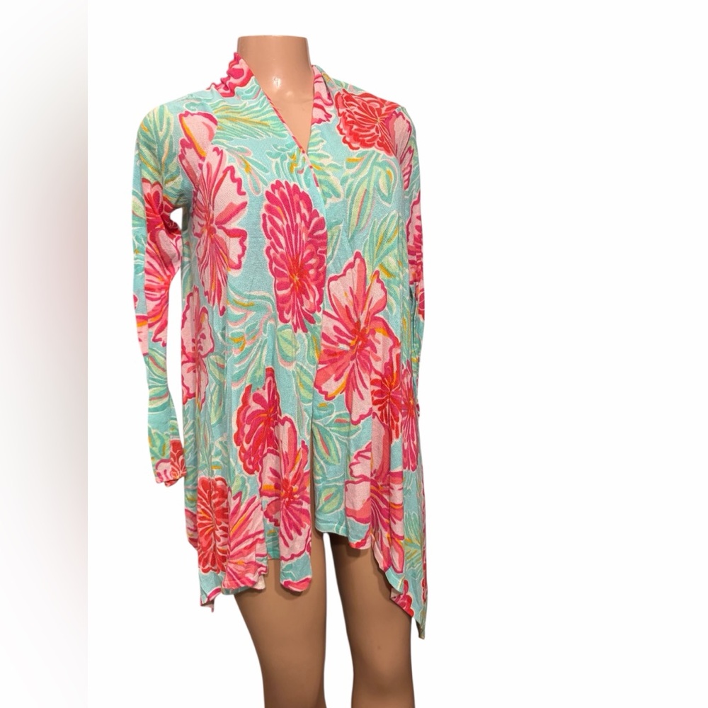 Women's Lilly Pulitzer Floral 3/4" Sleeve Blouse Cardigan 100% Cotton